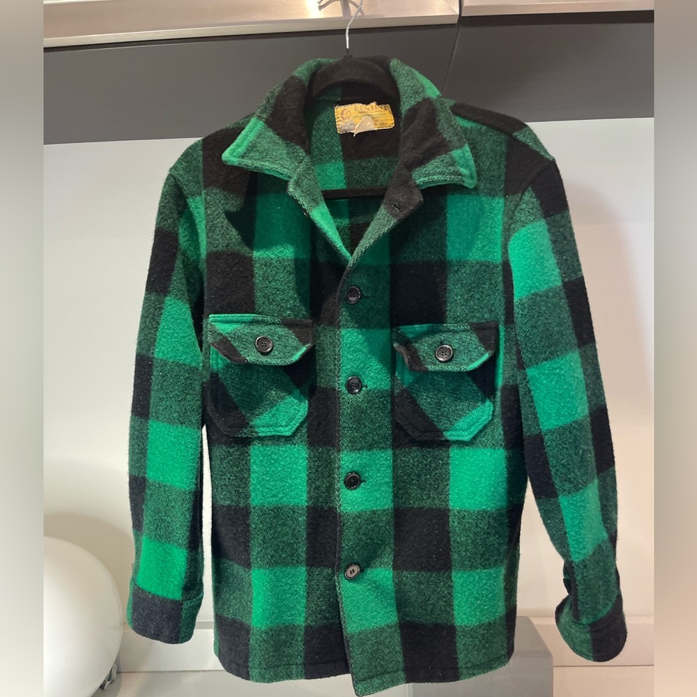 Vintage Bemidji Woolen Mills Shirt Mens Women’s Wool Green black plaid check